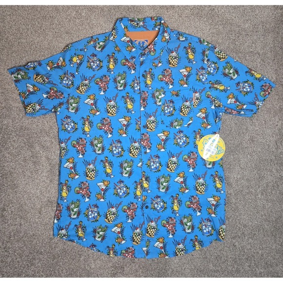 Pardy Time Other - Pardy Time Sundy Funday Tropical Graphic Button-Up Shirt Blue Short Sleeve M